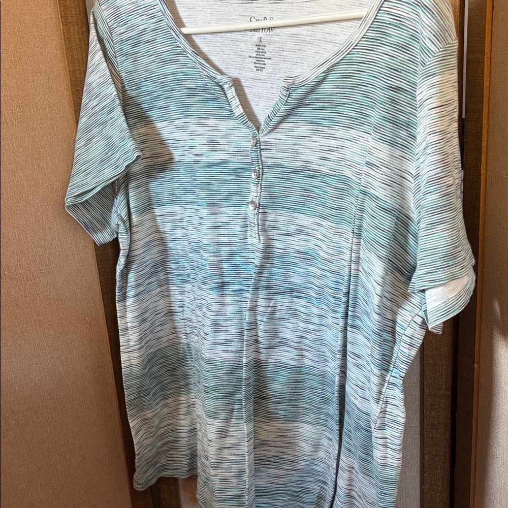 FINAL MARKDOWN Croft and Barrow Striped Blue and White Women's Top 1X